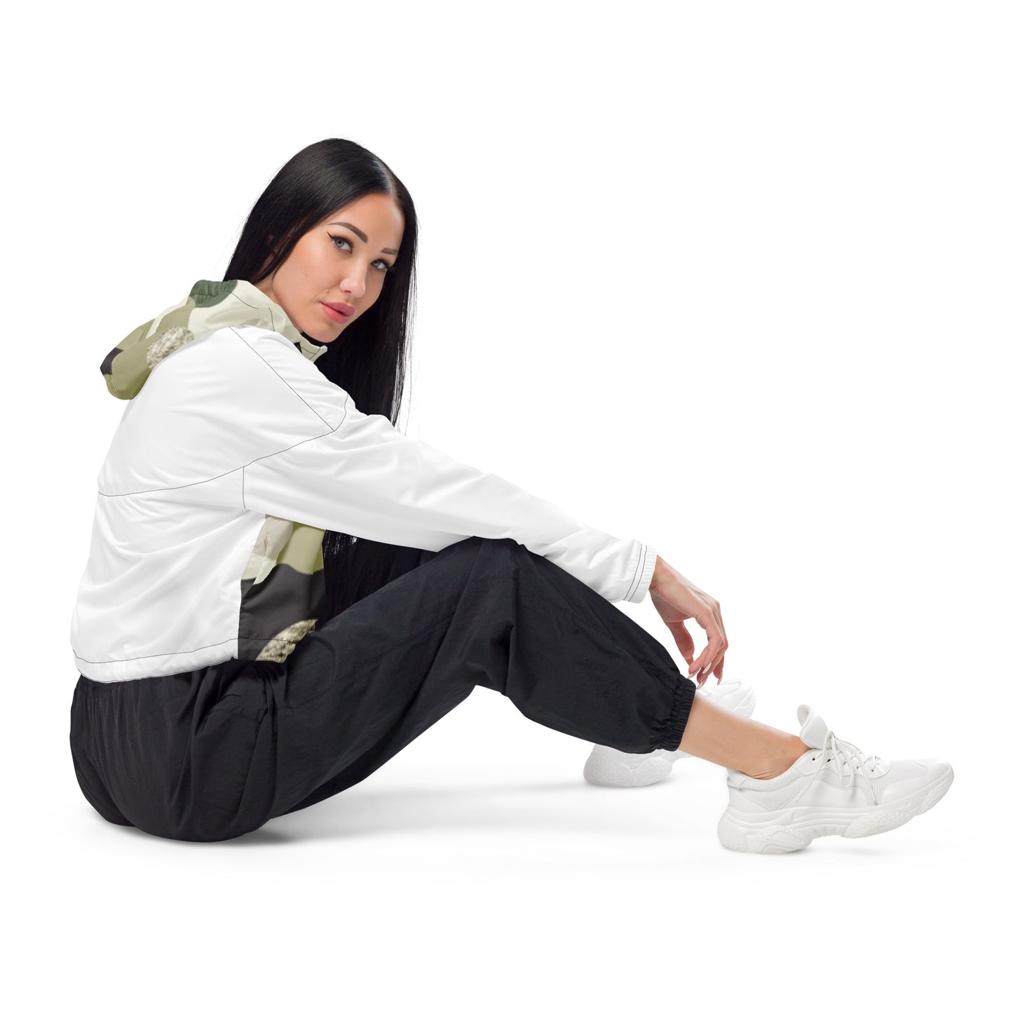 WOMEN'S LIFESTYLE CROPPED WINDBREAKER (CAMO)